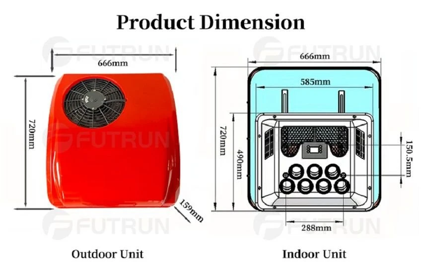 Dimension of 24v Truck Air Conditioner